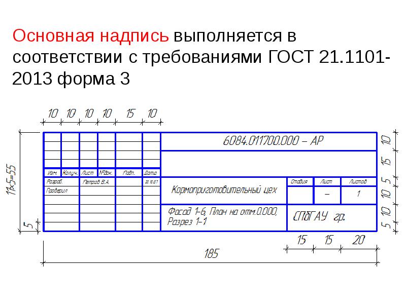 Основная надпись на строительных чертежах