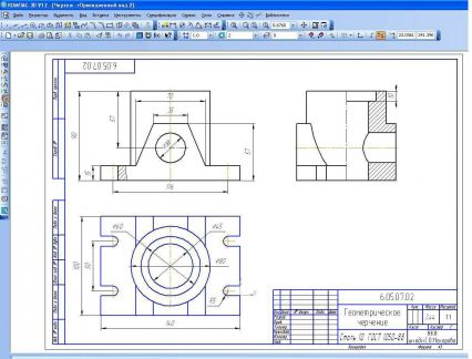 Чертеж в трех проекциях в Компасе