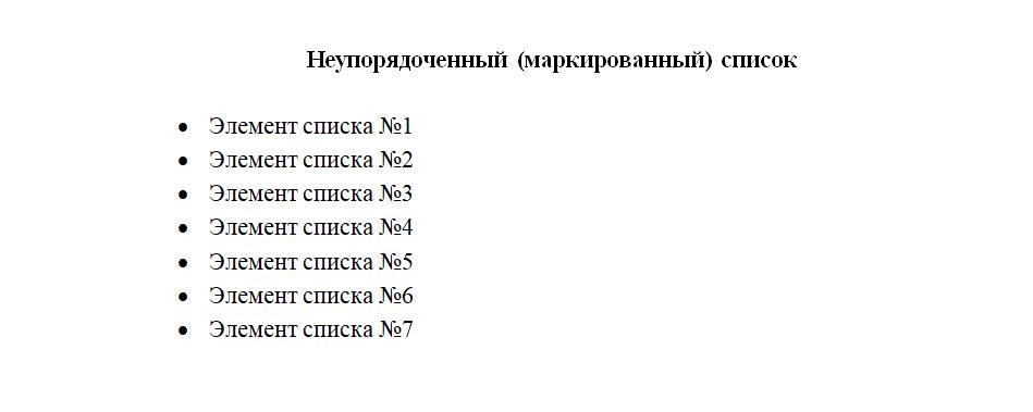 Пример маркированного списка