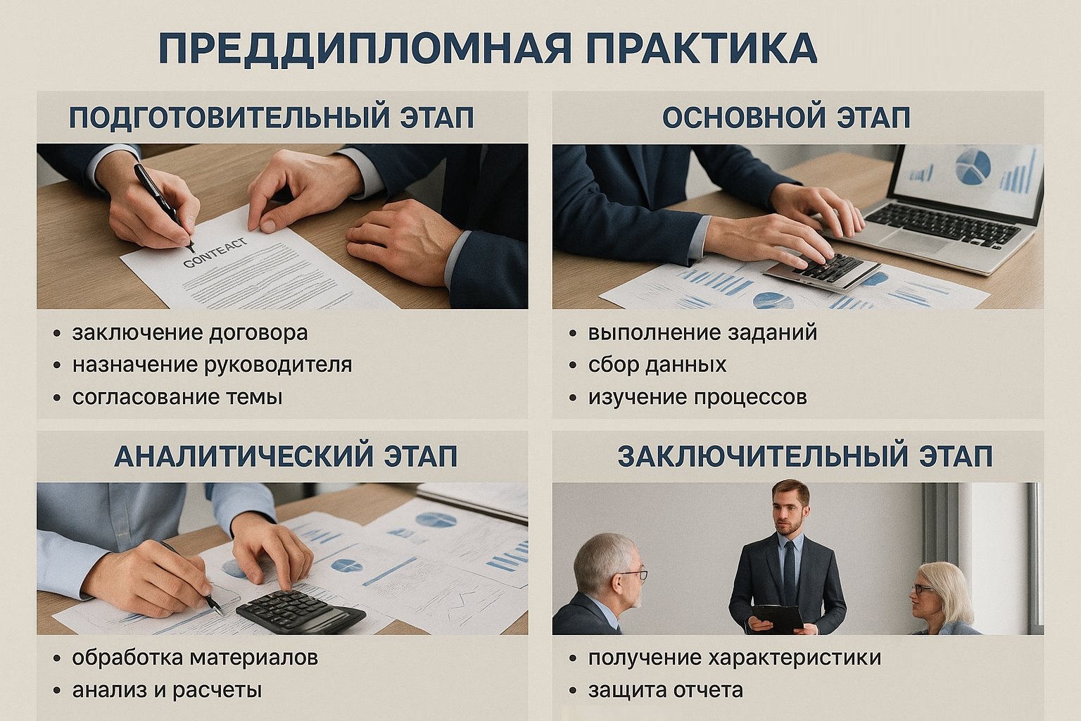 Этапы прохождения преддипломной практики студентом