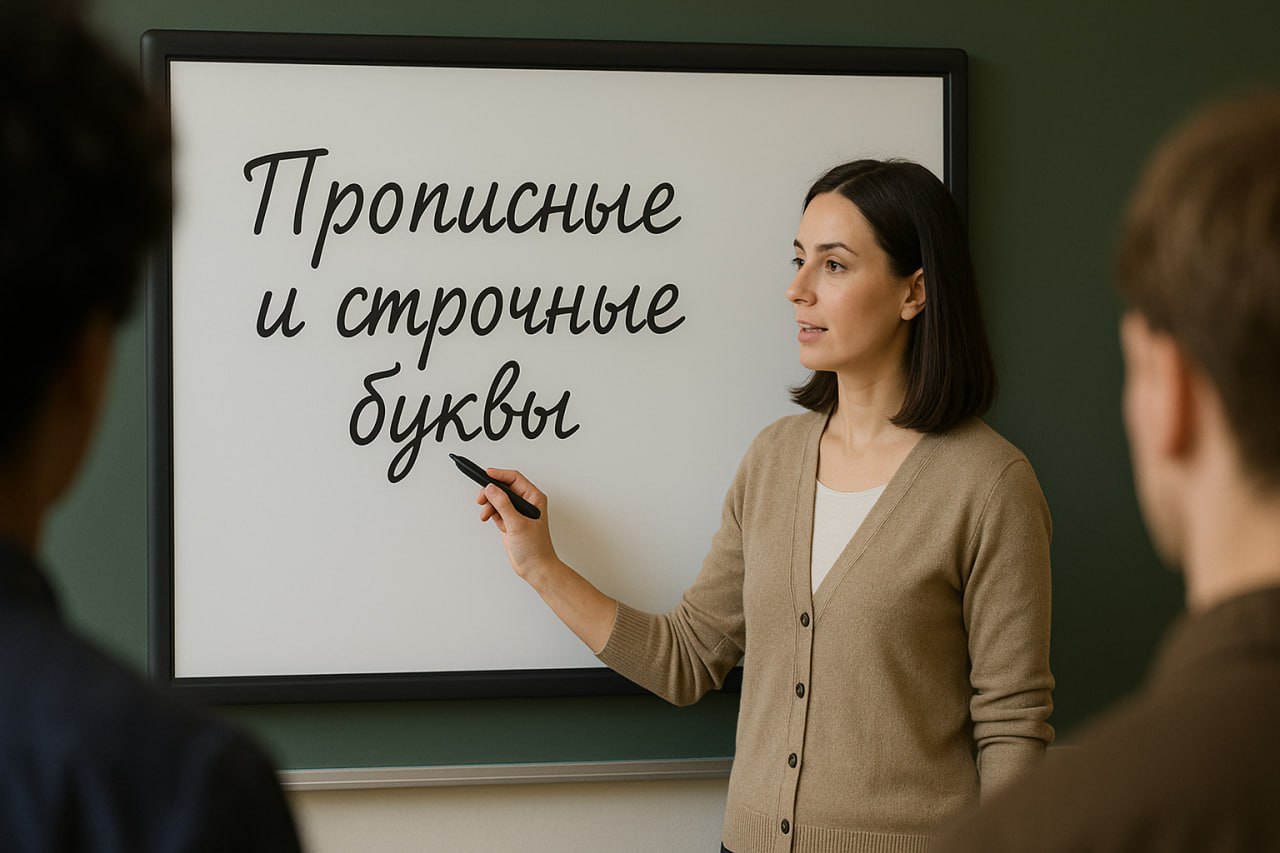 прописные и строчные буквы на доске