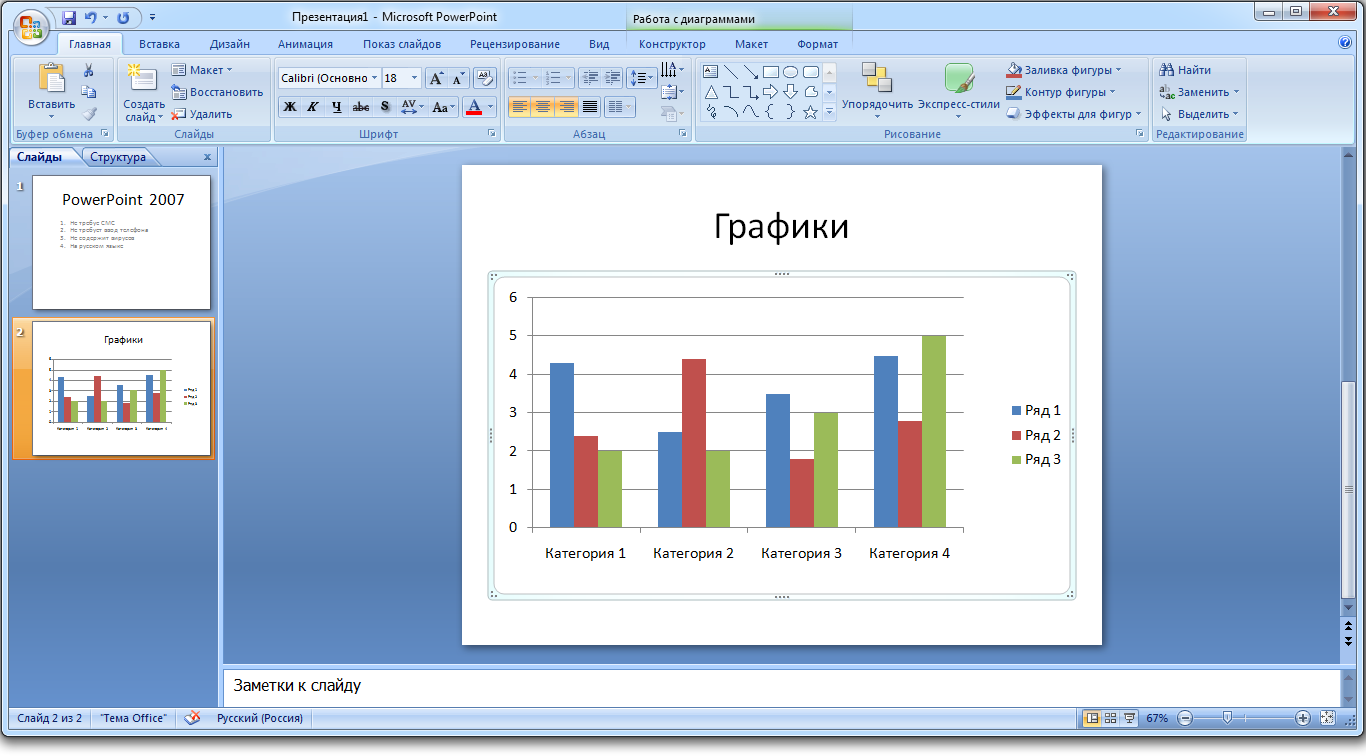 Окно программы PowerPoint