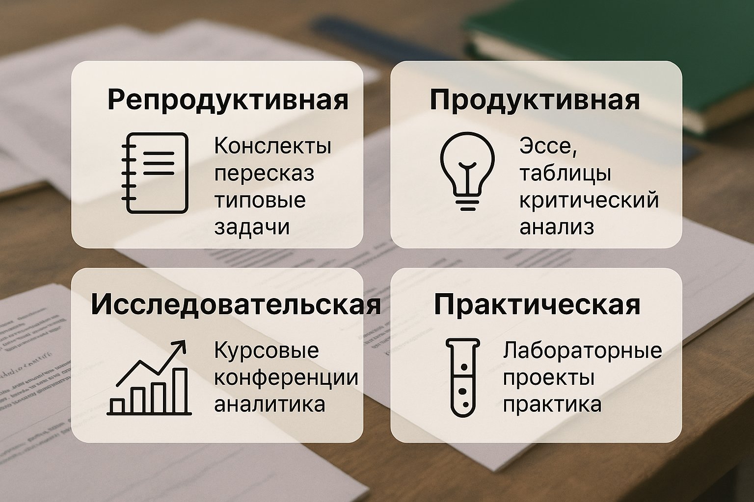 Виды самостоятельной работы студентов: от репродуктивной до практической